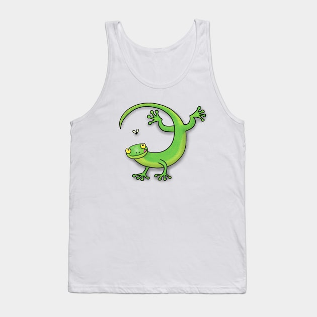 Cute green gecko cartoon Tank Top by FrogFactory